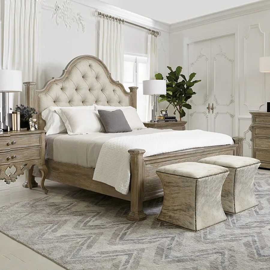 

Американская ретро-кровать из цельного дерева, бытовая 1,5 высококачественная дубовая кровать, простая французская 1,8 мм, двуспальная кровать в стиле ретро в стиле ретро, 2 метра