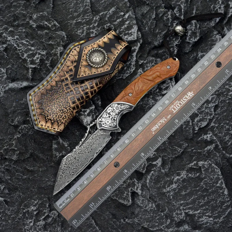 Damascus steel folding knife VG10 pattern steel camping tools outdoor fishing hunting mountaineering EDC tool gift