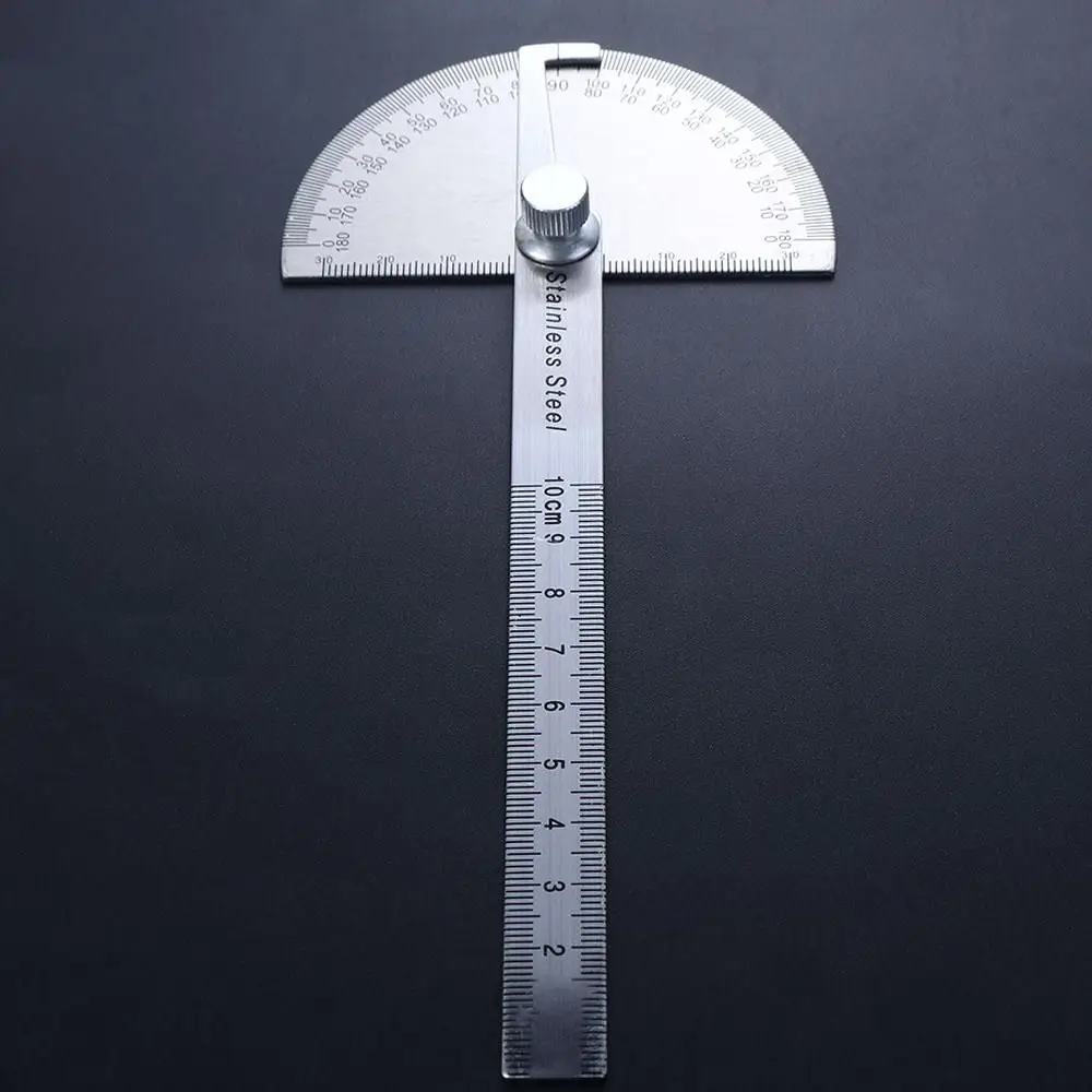 Rotary Round Head Measuring Ruler Stainless Steel Goniometer Adjustable Protractor 180 Degree Protractor Protractor Angle Ruler