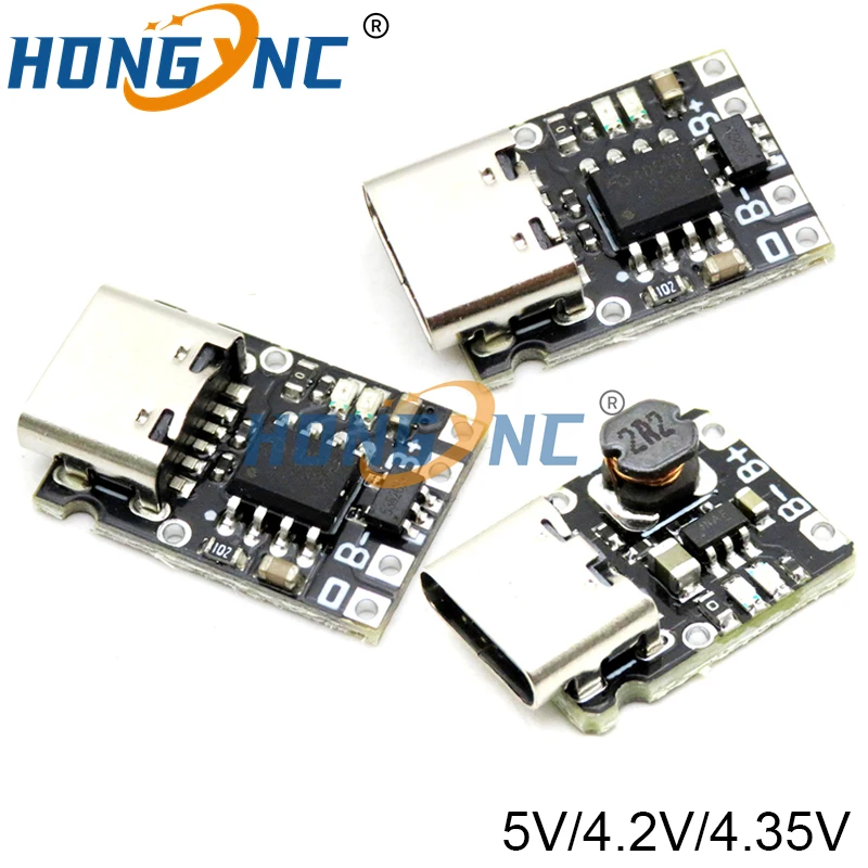 5V Charging and Discharging Integrated Module 4.2V 4.35V TP4057 Lithium Battery Charging Boost Power Board Protection Type-c