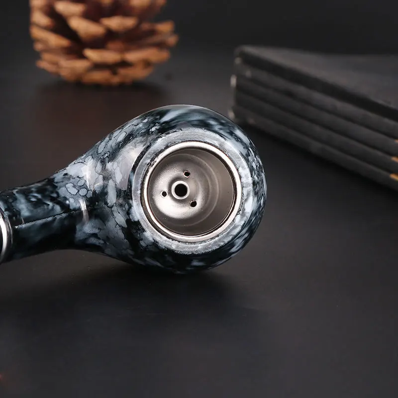 3 Devise  Frosted Smoking Pipe Black Resin Marbling Tobacco Pipe with Filter Smoking Accessories Men\'s Holiday GiftTool