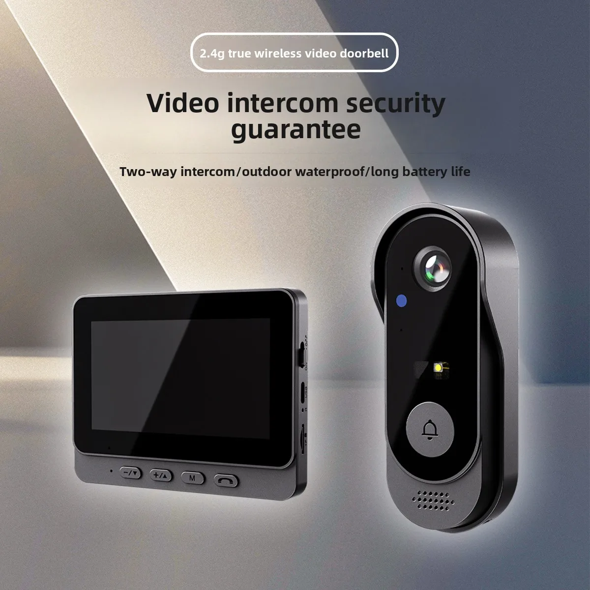 กริ่งประตูวิดีโอแบบกันน้ำ หน้าจอในร่ม การจับคู่ฟรี การเฝ้าระวังภายในบ้าน วิดีโออินเตอร์คอม ความละเอียดสูง