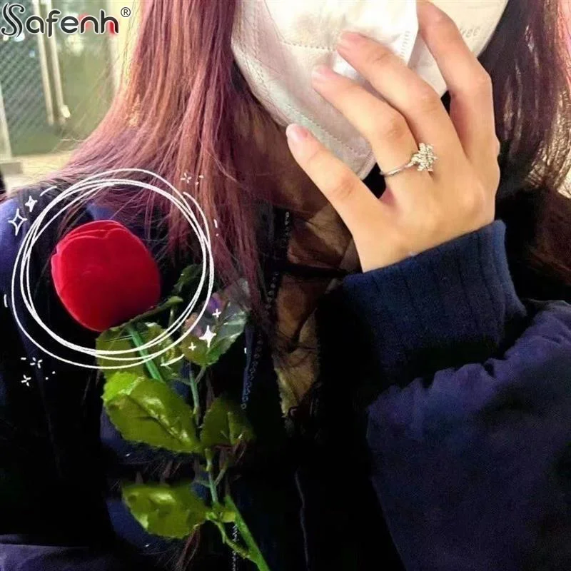 

Коробка для украшений с красными розами, креативная коробка для хранения колец, романтический футляр для обручального кольца, подарочная коробка на День святого Валентина