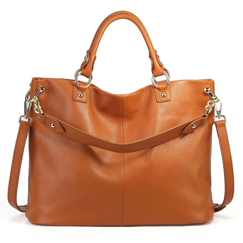 

Genuine Leather Women's Handbag Fashion Ladies Tote Bags Female Shoulder Bag Brown Black Luxury Large Hobos Bag