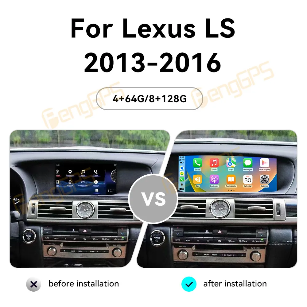 

12,3 'Android 14 для Lexus LS 2013-2016 Автомобильный сенсорный экран Qualcomm навигация Carplay автомобильный радиоприемник DSP мультимедийный плеер 4G WIFI GPS