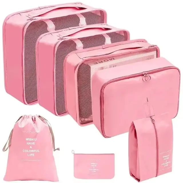 7-teiliges Set aus Reise-Aufbewahrungstaschen, Koffer-Packwürfeln, Handgepäcktaschen, Kleidungs- und Schuh-Organizer-Taschen, faltbar, leicht zugänglich – Detail 3