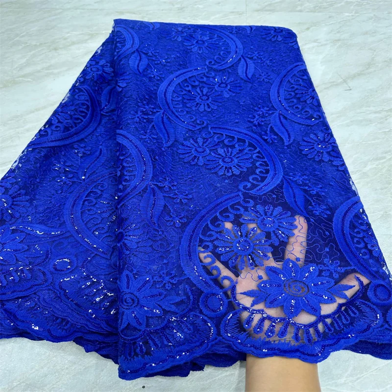 African Sequins Lace Fabric, Pink, Royal Blue, French Sewing, Nigerian Lace Fabrics for Party Dress, Green, High Quality, 2022