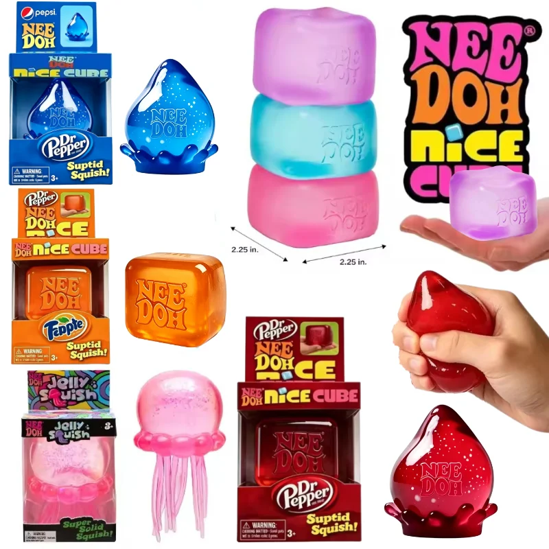 Schylling Nee Doh Nice Cube & Tropfenförmiges & Quallen-Fidget-Spielzeug Blind Box Stressabbau Anti-Angst für Erwachsene ADHS Autismus