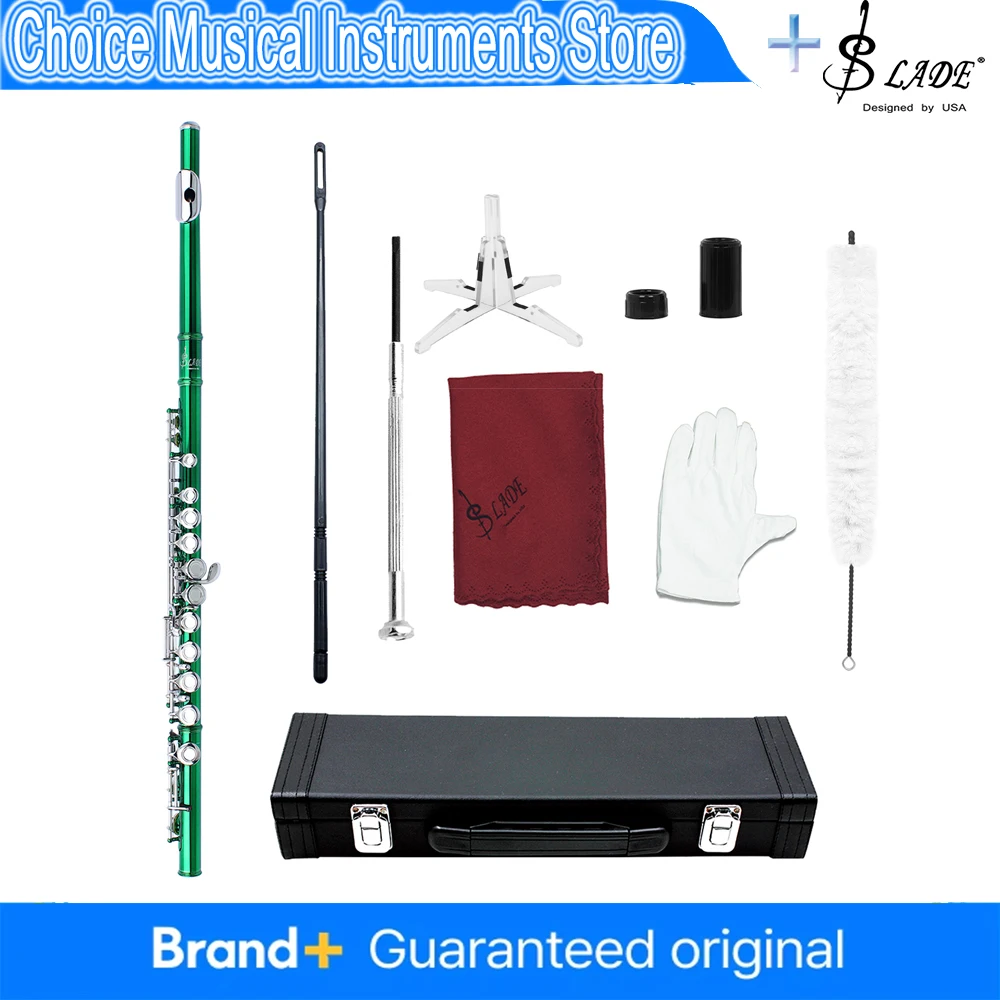 16 ثقوب مغلقة الناي C مفتاح الناي الأخضر الحفل أداء الناي أدوات النفخ الخشبية المهنية فلوت عرضي مع مفتاح E