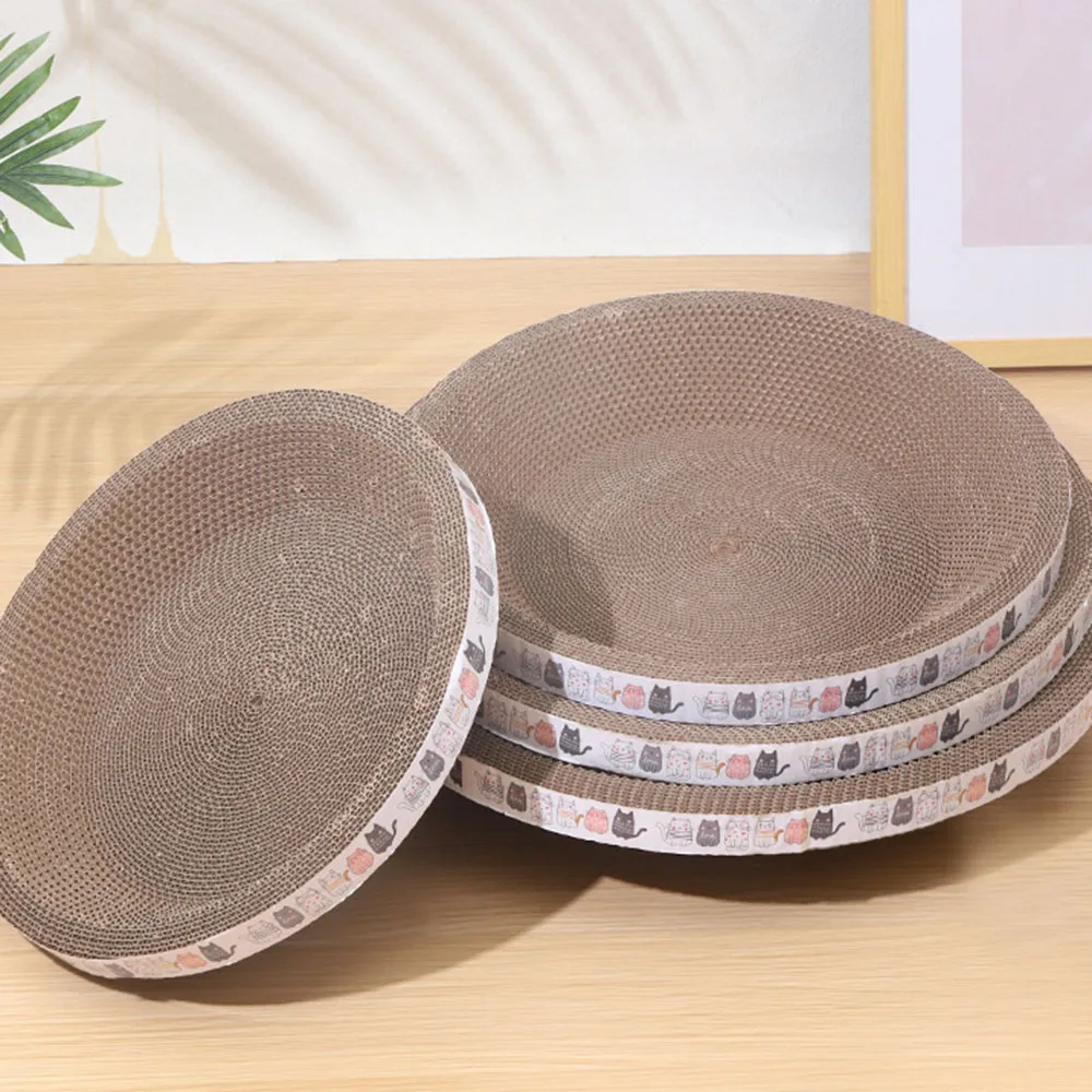Round Cat Scratcher Bed Lounge Furniture Protector for Indoor Cats Scratching Board Scratch Pad Nest Rest Play Pet Supplies