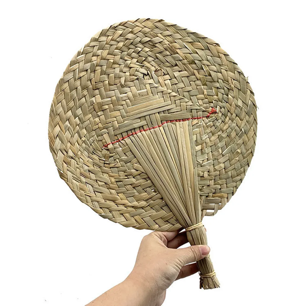 

5Pcs Grass Fans Handmade Bamboo Folding Fans Summer Portable Handheld Gifts for Mother Grandparents Elegant Fan