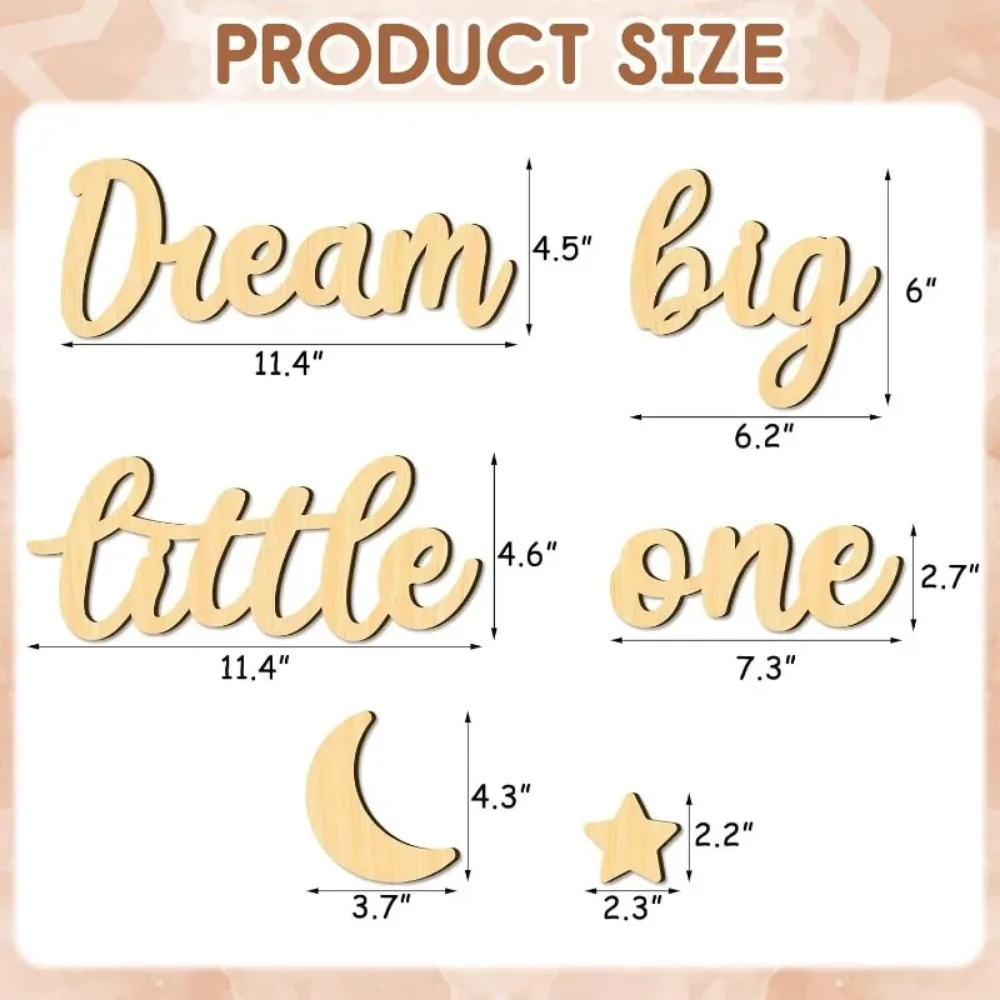8PCS NEW for Home Farmhouse Living Playroom Decor Boho Moon Stars Wooden Sign Decoration Boys Girls Bedrooms Hang on Wall Art
