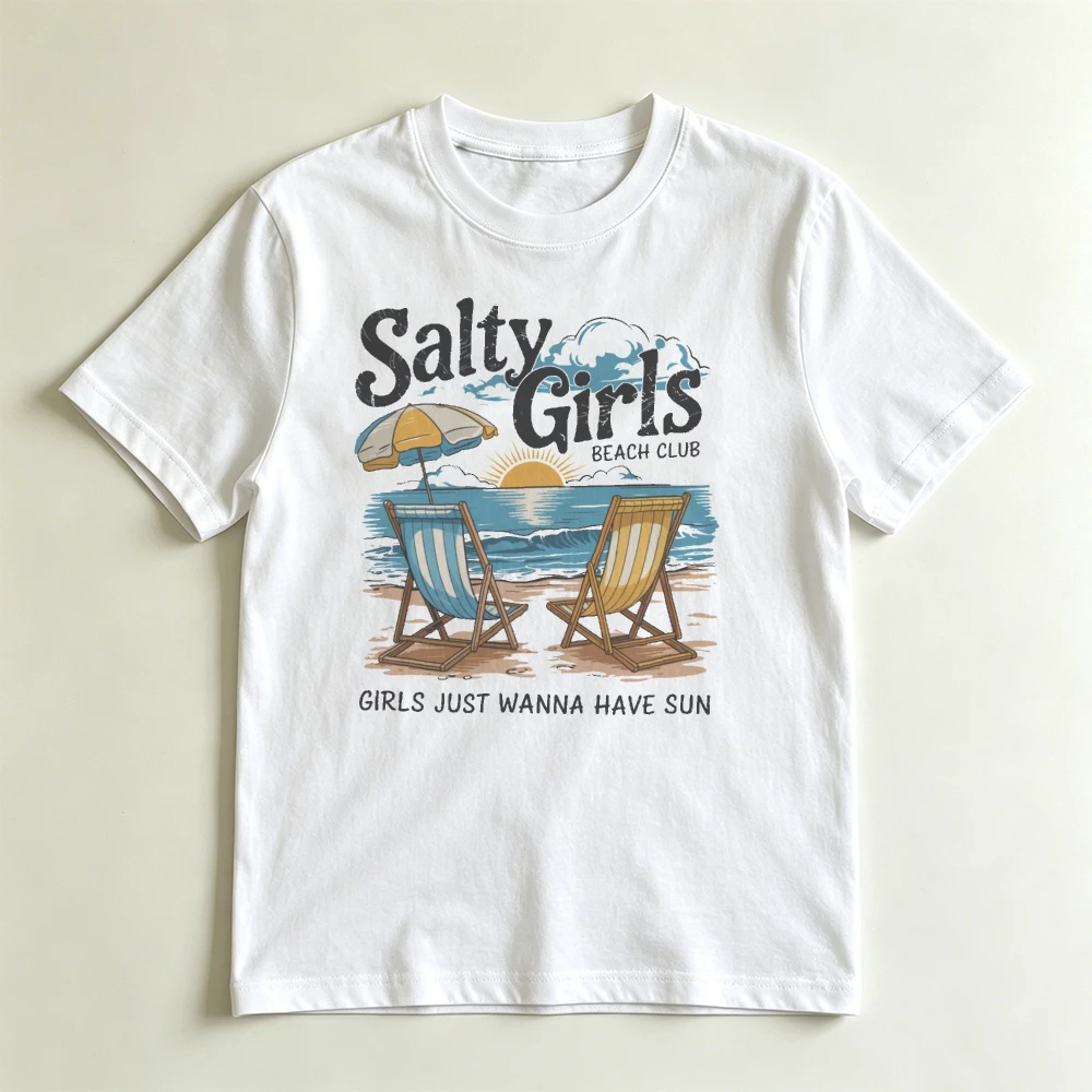 Summer Beach Graphic TeesShort Sleeve Casual Sun Vacation Women Tee Girls Just Wanna Have Sun Holiday Gift Tops