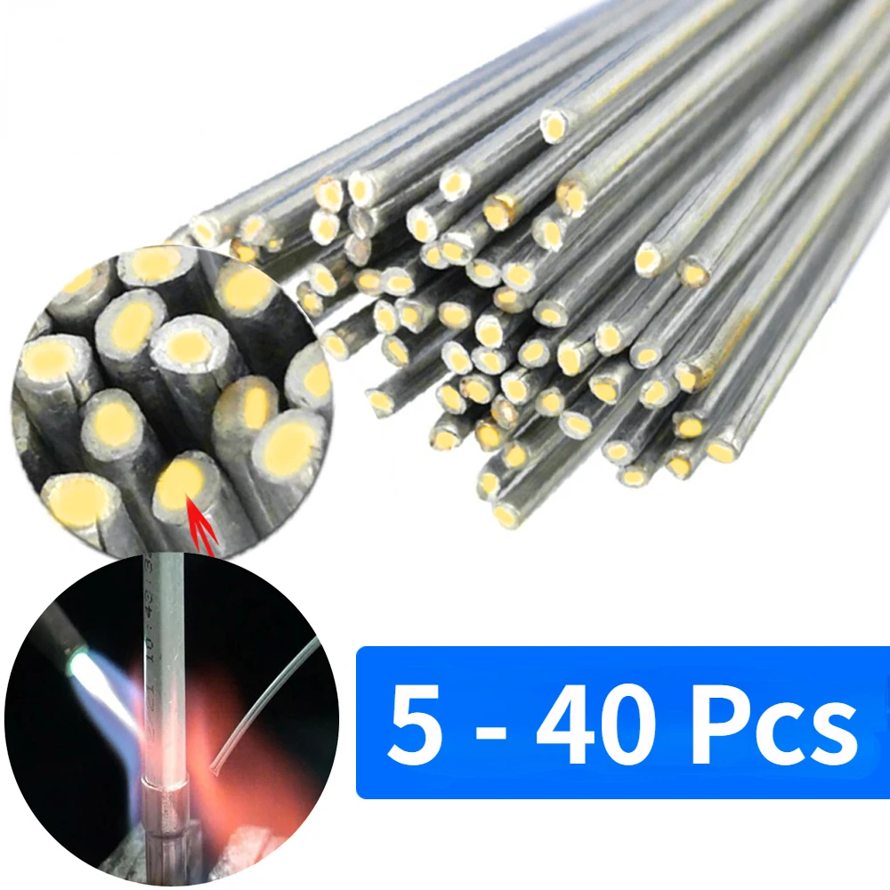 40Pcs No Need Solder Powder Aluminum Welding Rod 1.6/2MM Brazing Low Temperature Aluminum Tin Solder wire Soldering Rod Tool Kit