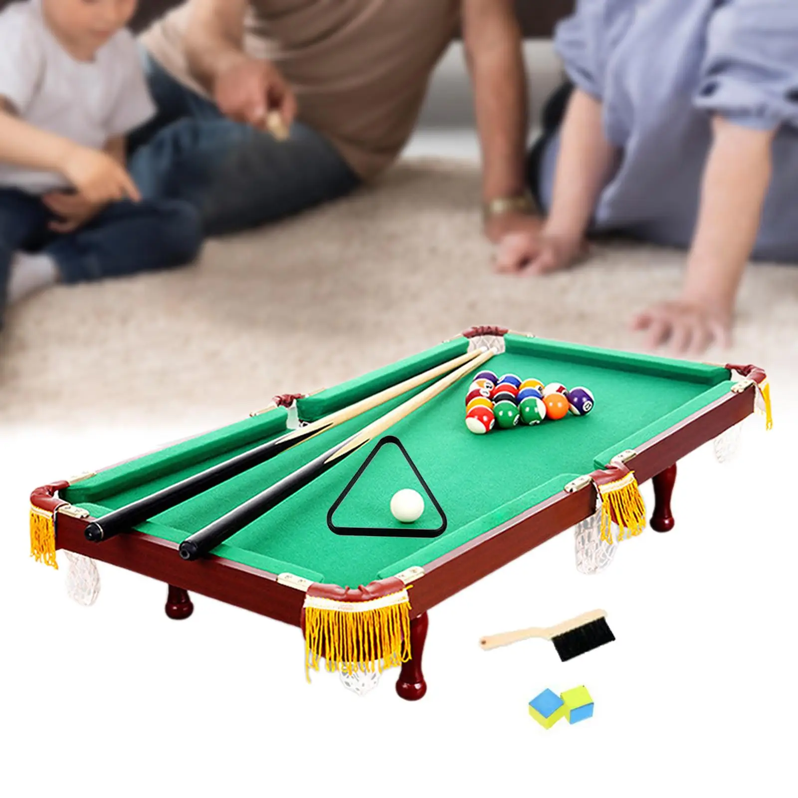 

Mini Tabletop Pool Set Kindergarten Bar Billiard Cues Nursery Billiards Game