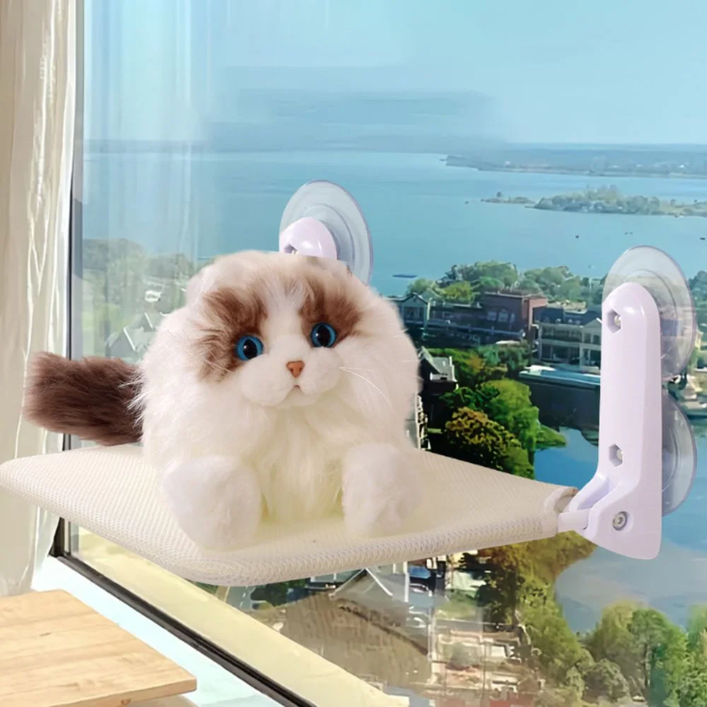 Wall Mounted Suction Cup Cat Hammock Breathable Wear Resistant Sunbathing Hanging Cat Bed Rectangular Foldable