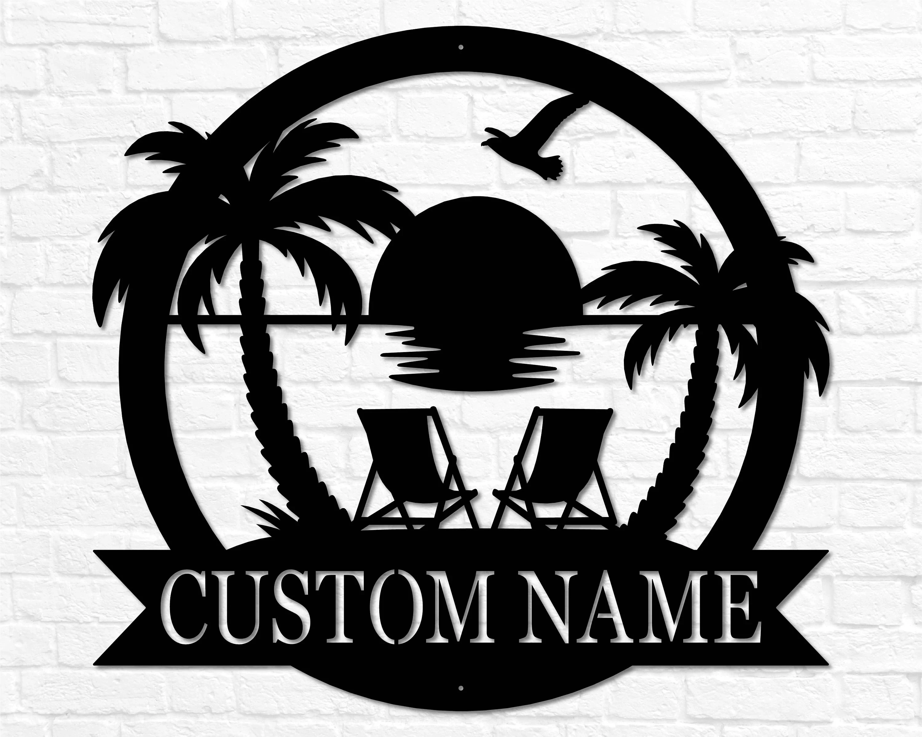 Custom Beach Decor Nautical Decor Lake House Decor Summer Beach House Sign Metal Coastal Decor Outdoor Sign Sunset Beach
