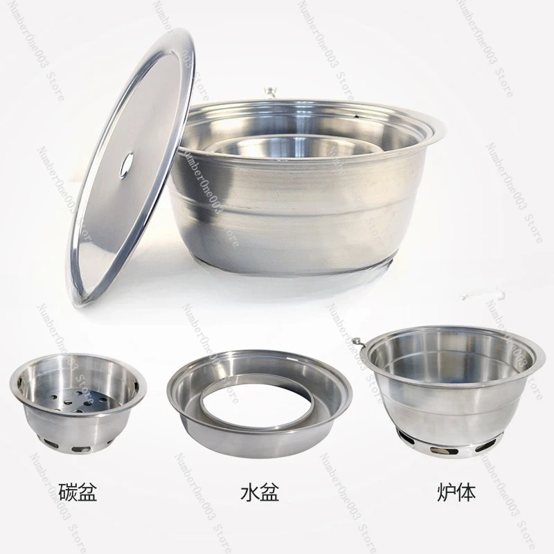 

Top Exhaust Stainless Steel Charcoal Grill Korean Style Charcoal BBQ Grill Commercial Inlaid Barbecue Grill Meat Roasting Pot