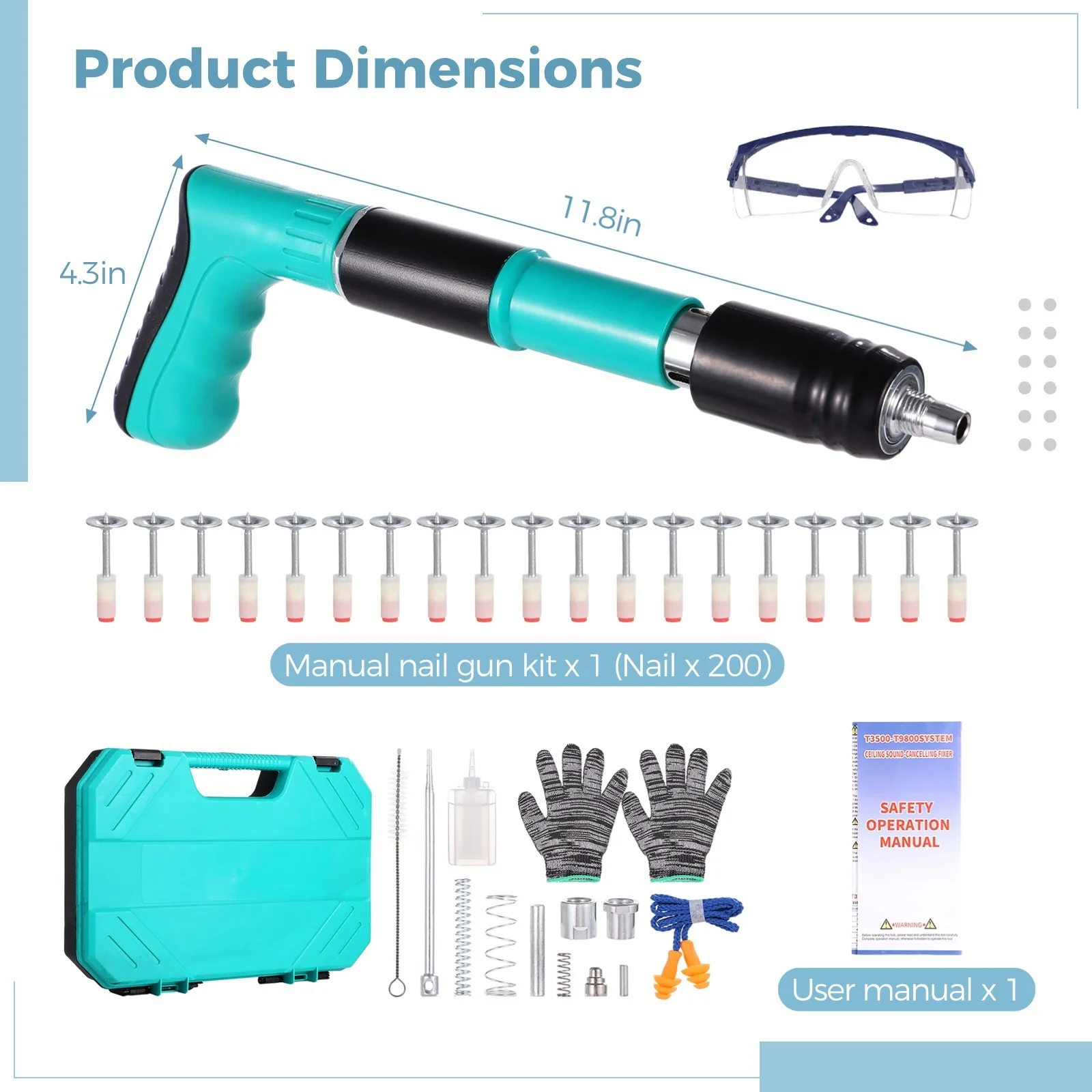 Manual Nail Gun Kits Nail Gun Concrete Wall Fastening Tool Concrete Nail Gun Wall Nail Shooting Machine For Cement Wall Wire