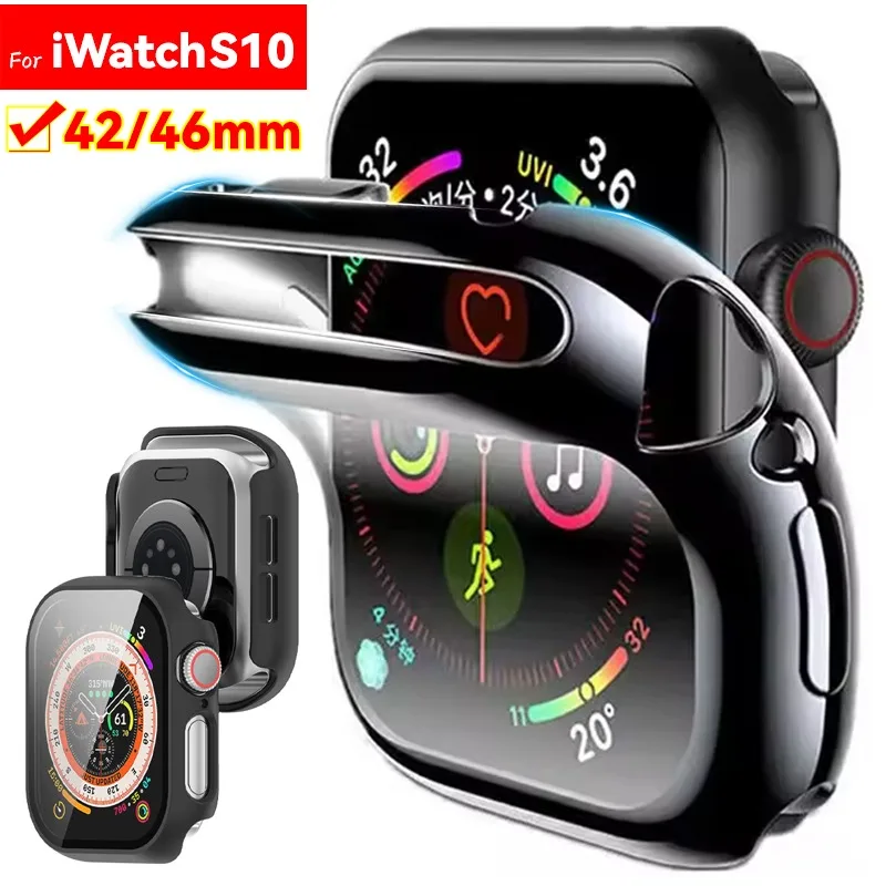 

Чехол для Apple Watch Series 10, 46/42 мм, защитная пленка для экрана, ультратонкий жесткий защитный чехол для ПК с полным покрытием для IWatch10, 42 мм