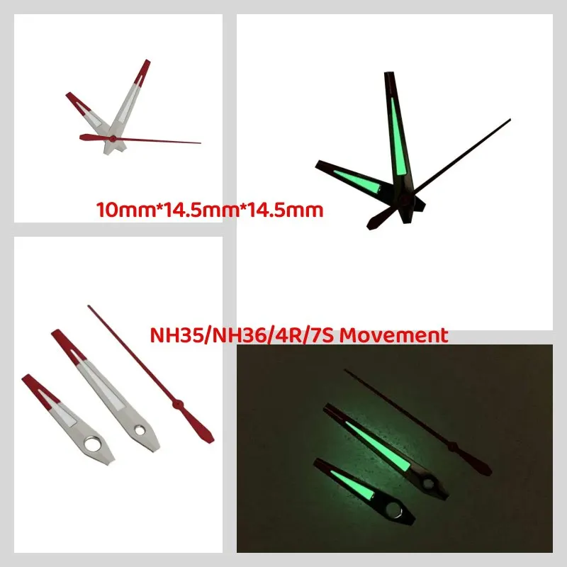 

Mod Green Luminous Silver Red Watch Needle Pointer Hands Fits for NH35 NH36 4R 7S Mechanical Automatic Movement