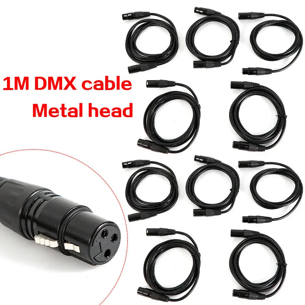 5pcs 1m 3-pin XLR DMX Metal Cable for Various Stage Lighting Products