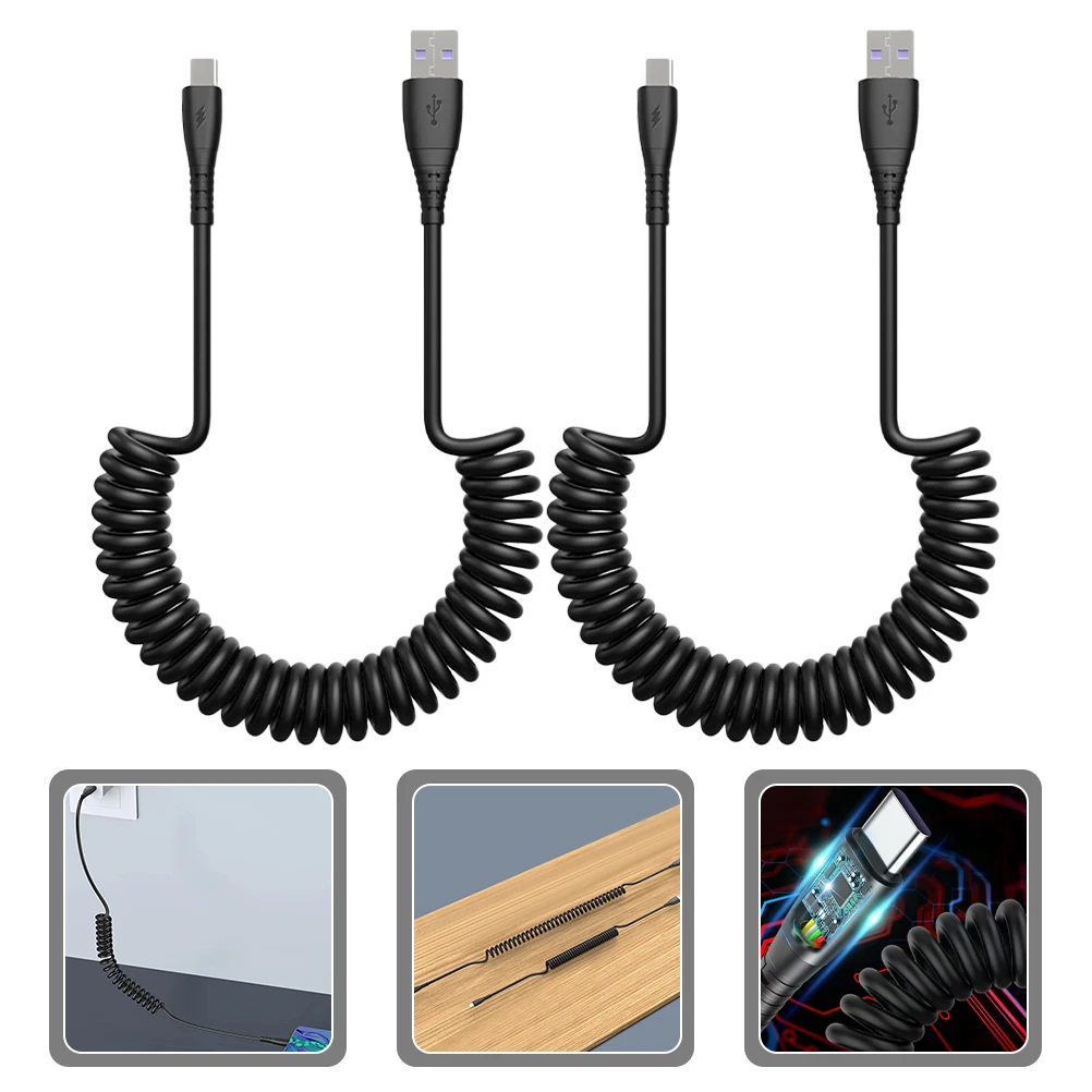 

2 Pcs Type-c Charging Cable Usb Car Cords Cell Phone Usbc Fast Abs Usb-c Cables