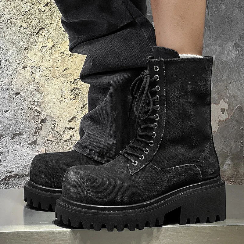 

Men Shoes Casual Canvas Lace Up Zip Flats High to Ankle Boots Brand Vintage Original Luxury Designers Skateboard Sneakers