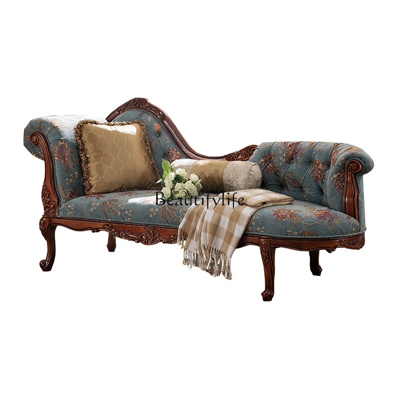 

American solid wood concubine chair fabric European lazy sofa living room leisure chair simple