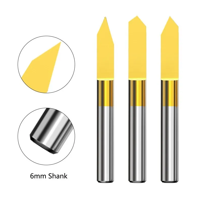 XCAN V Shape PCB Engraving Bit 6mm Shank PCB 3D Carving Bit Carbide End Mill CNC Router Bit Milling Tools Milling Cutter