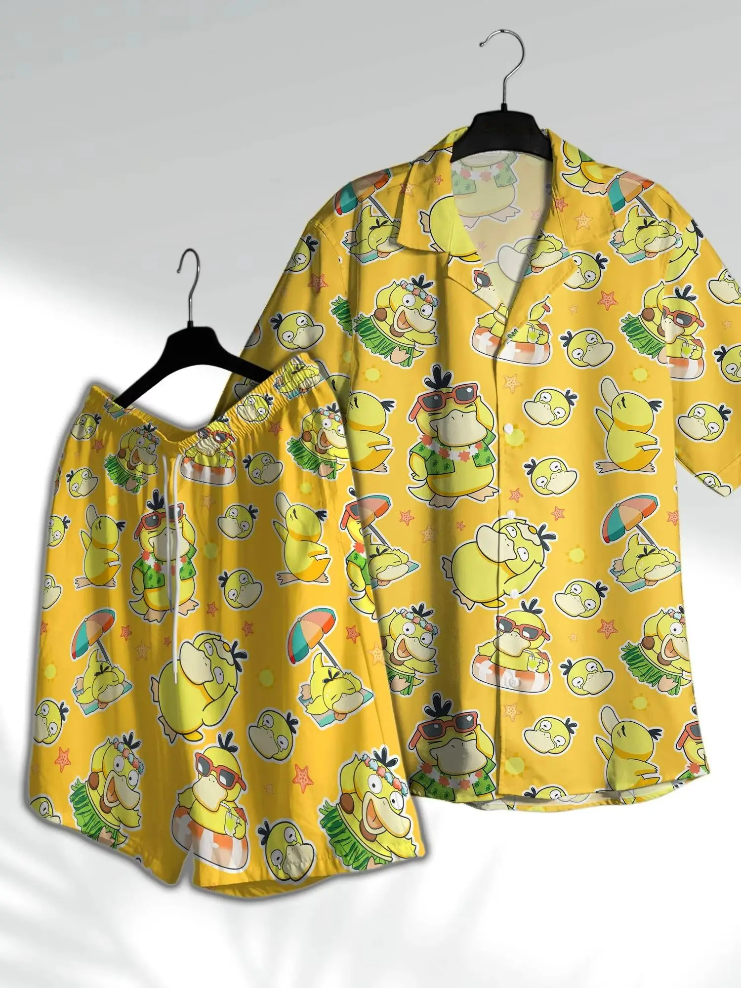 Pokémon Grafik-T-Shirt Ente Hawaii Hawaiihemd Sommer Freizeit Herren-T-Shirt Kinder-T-Shirt Damen Strand-T-Shirt ﻿