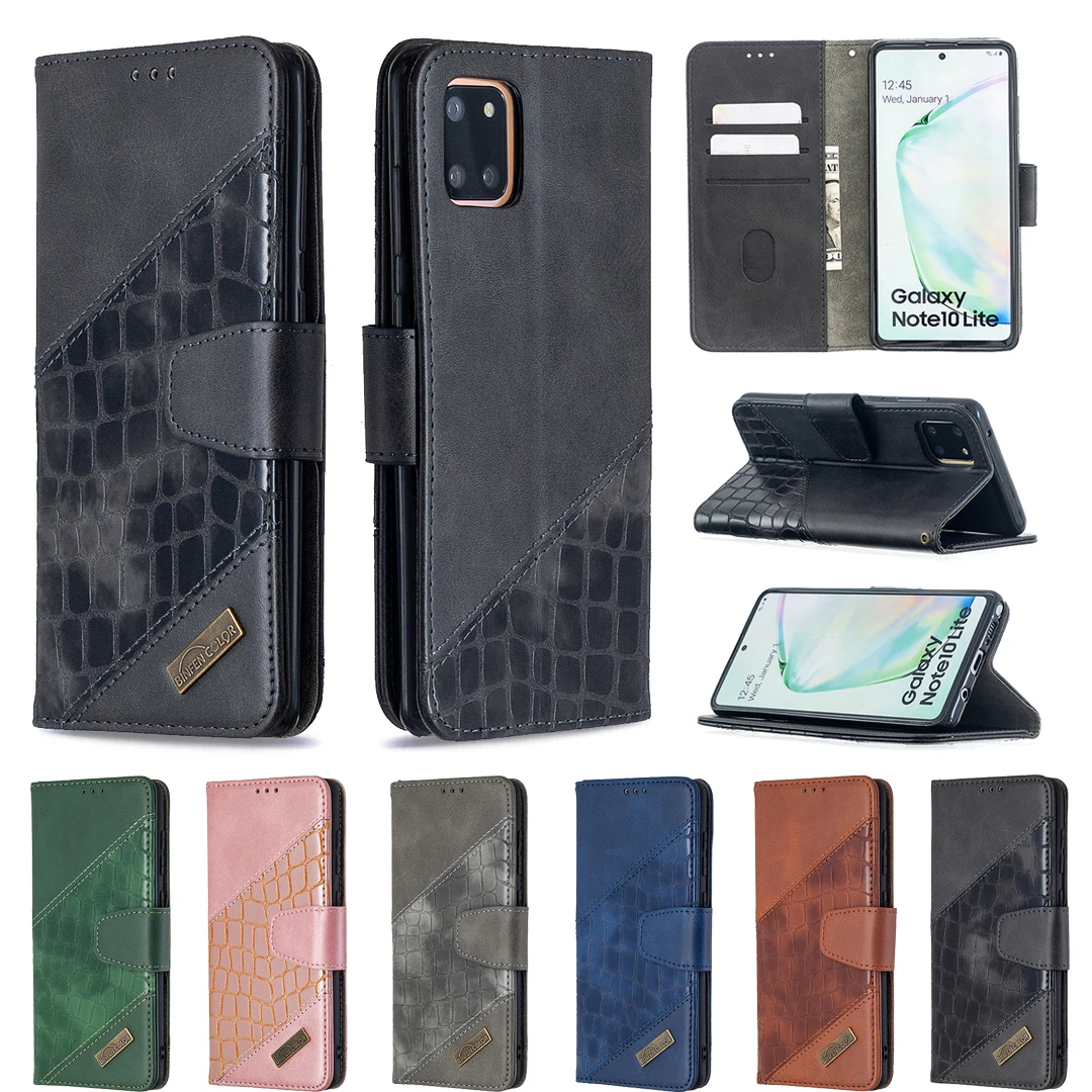 Alligator Leather Case Anti-fall Flip Wallet Phone Case for Samsung Galaxy  A70 A71 A72 A73 A81 A82 A91 M32 4G/ 5G