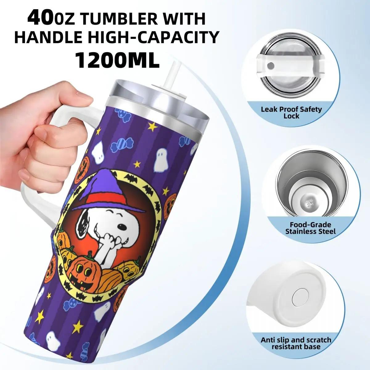 Snoopy Peanuts Tumbler Hot Drinks Water Bottle Insulated Stainless Steel Thermal Cups Custom Travelist Car Mugs