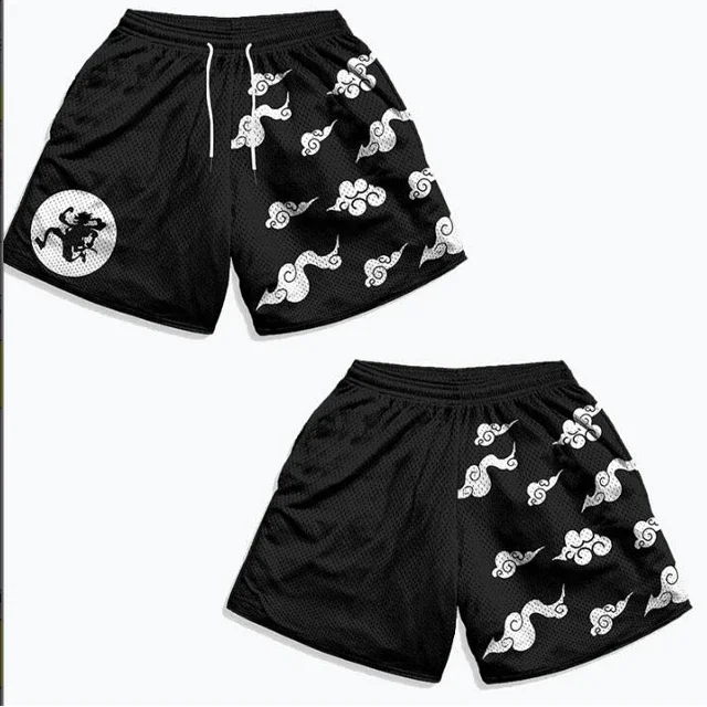 Pantalones cortos de Anime para hombre, Shorts deportivos de malla de secado rápido para gimnasio, correr, estampado 3D, informales para playa,