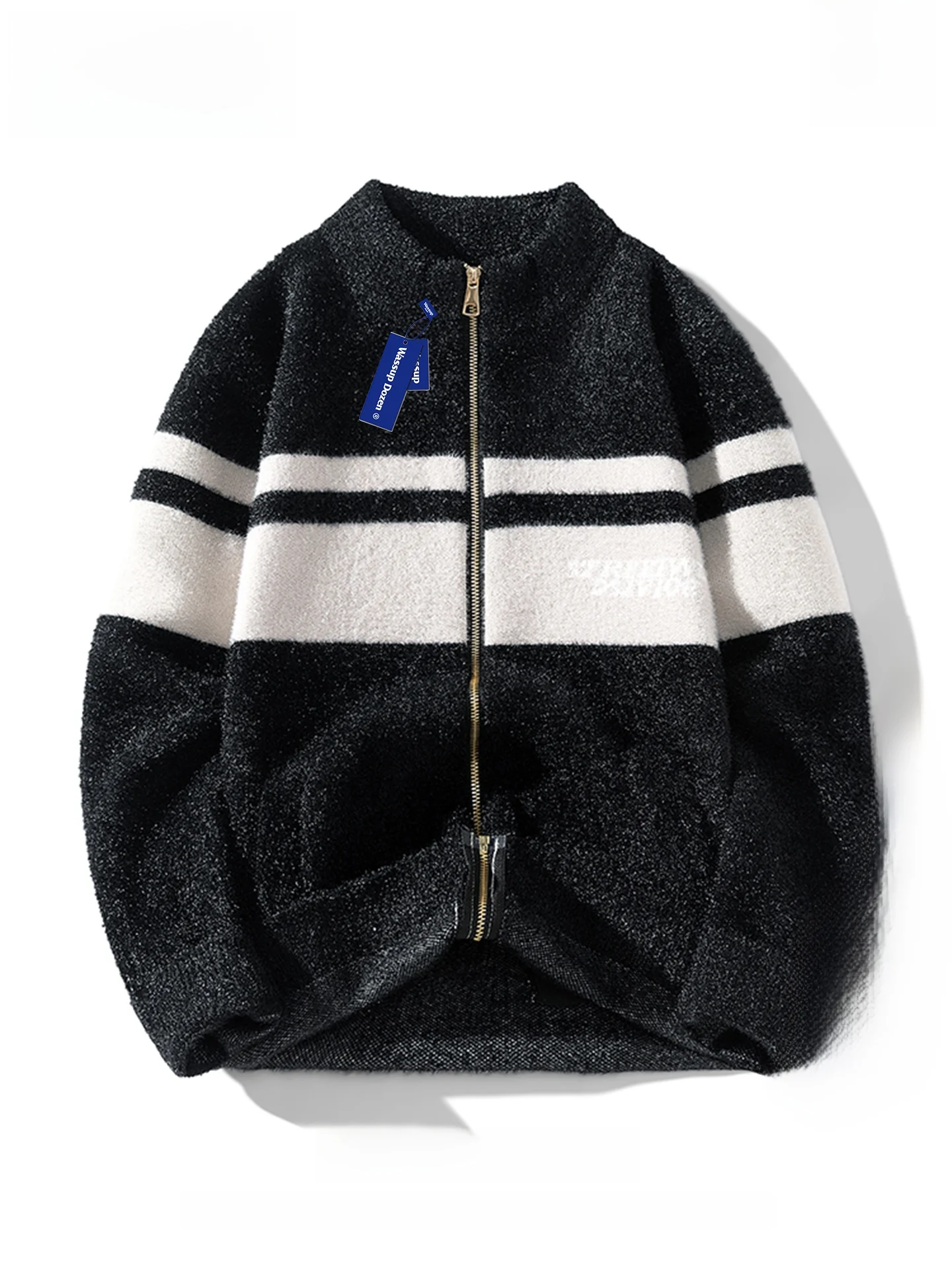 

Мужской свободный кардиган Wassup Dozen с цветными блоками, вязаный, осенний, повседневный, с длинными рукавами, из полиэфирного волокна, с круглым вырезом