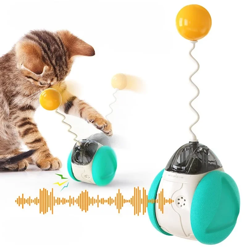 Cat Toys Electric Sound Tumbler Balance Car Teaser Cat Stick Interactive Self Hi with Catnip Ball Pet Supplies