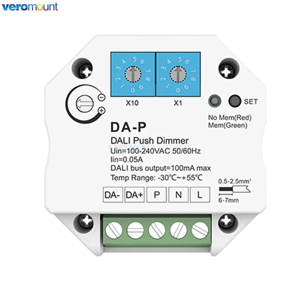 Skydance DA-P DALI Push LED Dimmer AC 110V 220V with Memory Function for DALI Driver or Ballasts Dimming Speed Adjustable Dimmer