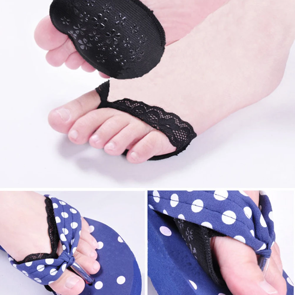 

2pcs Foot Pads Invisible Half Yard Pads For High Heeled Shoes Comfortable Forefoot Protection Cushion Sole Inserts Black Size
