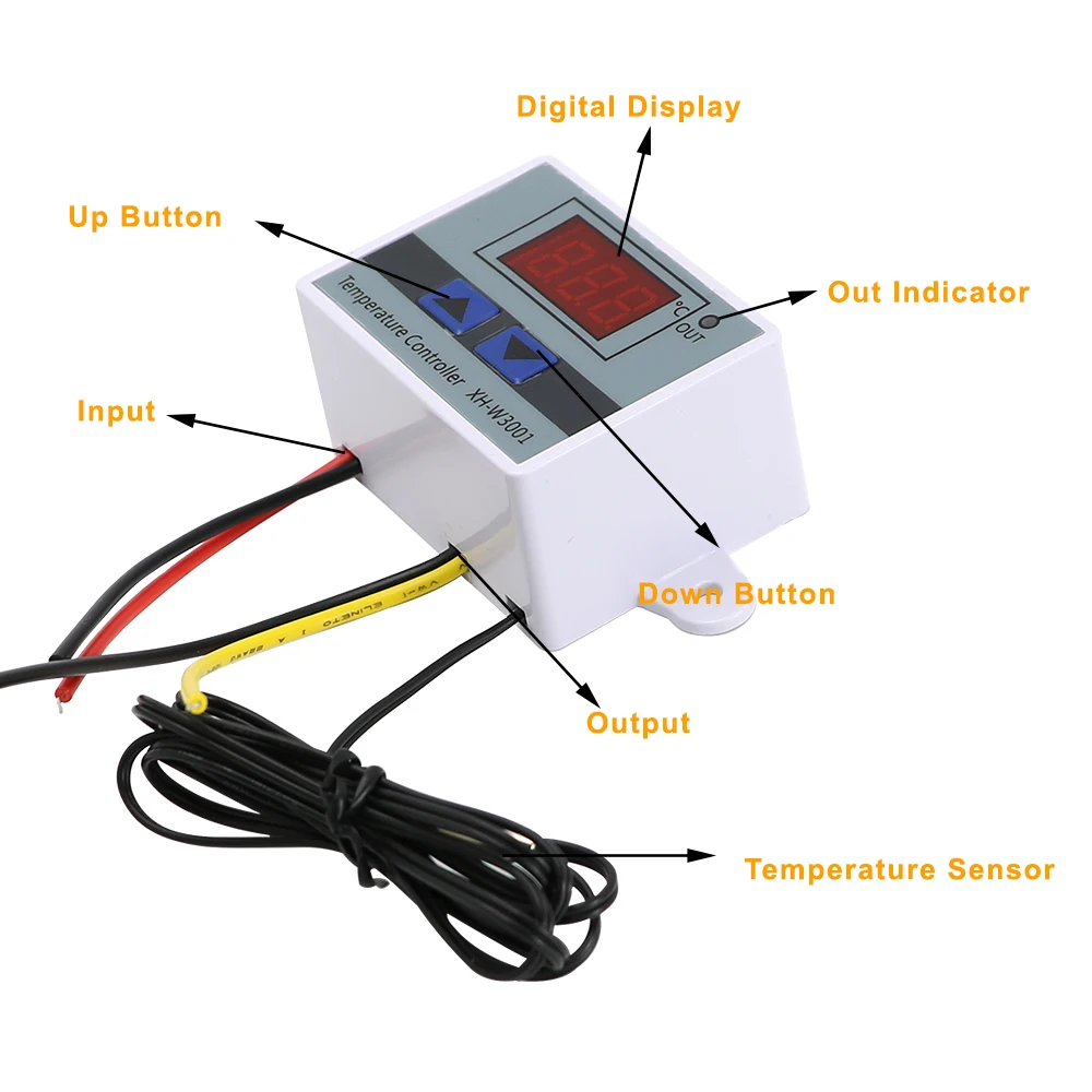 Minco Heat XH-W3001  Micro Digital Control Thermostat DC12V 24V 220V Temperature Controller with Sensor Probe