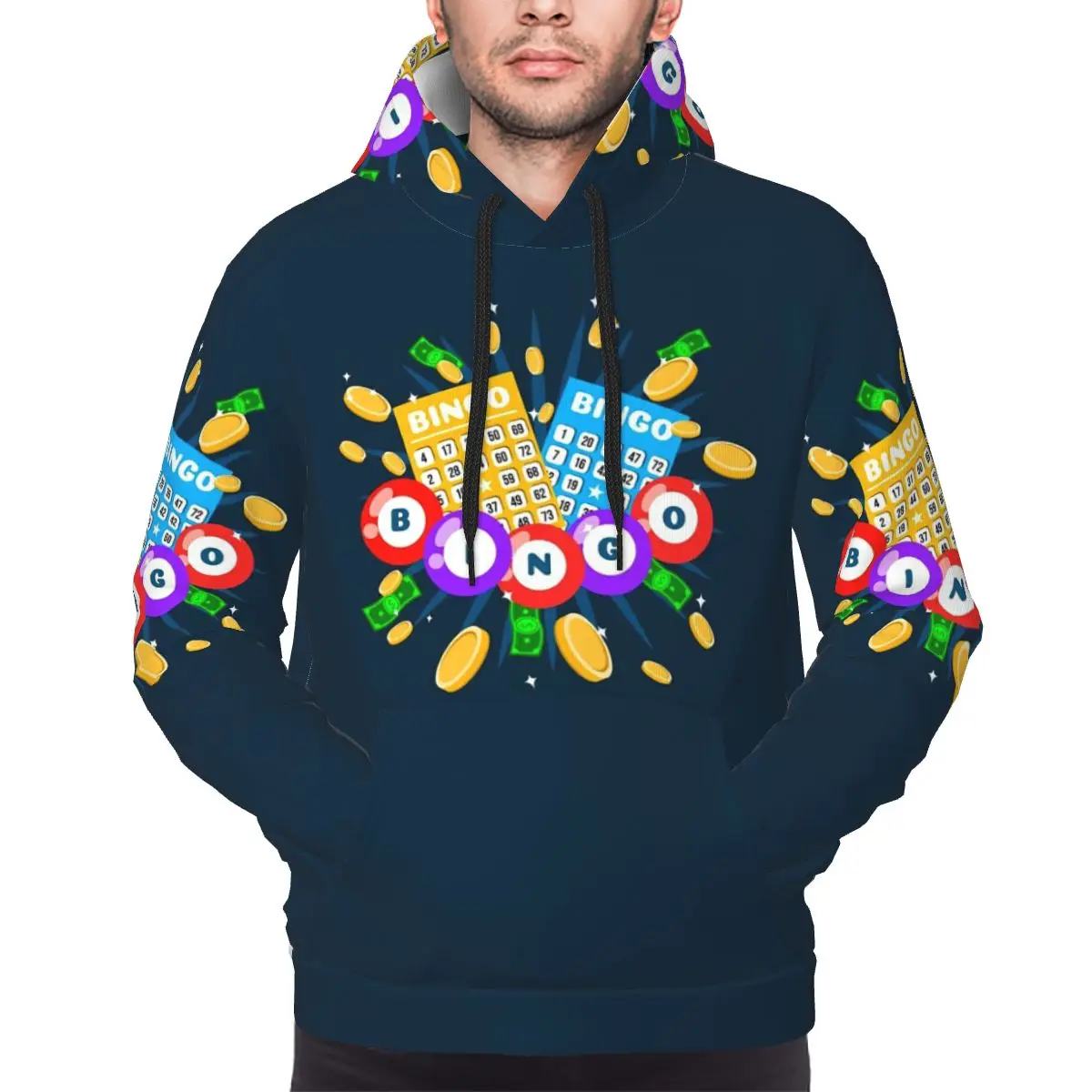 

Забавная толстовка с капюшоном в стиле Bingo, пуловер в стиле Харадзюку, осенне-зимняя мужская и женская толстовка, топы с длинными рукавами