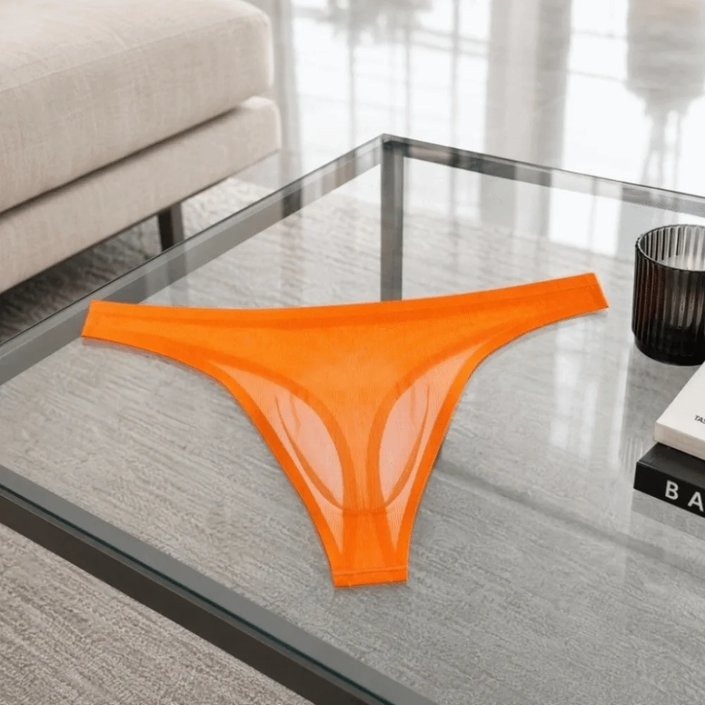 Soft Low Waist Men Ice Silk Thongs Underpants Solid Color Men's Panties T-back Thin Strap Male Briefs Men