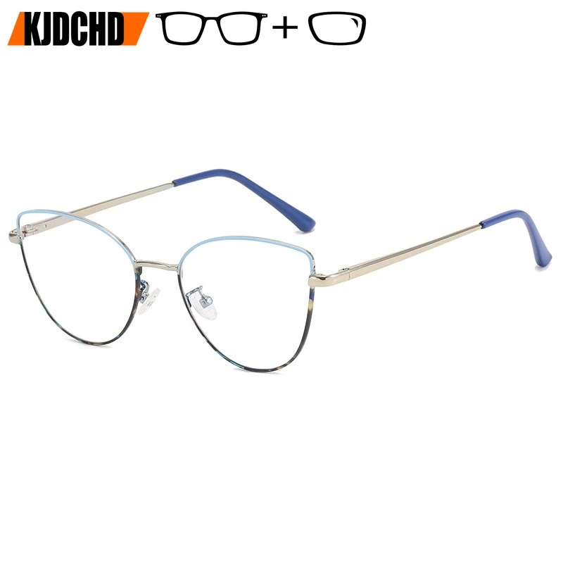 

KJDCHD Trendy Optical Prescription Women's Cat Eye Glasses Myopia Hyperopia Progressive Small Size UV ​​Protection Eyewear