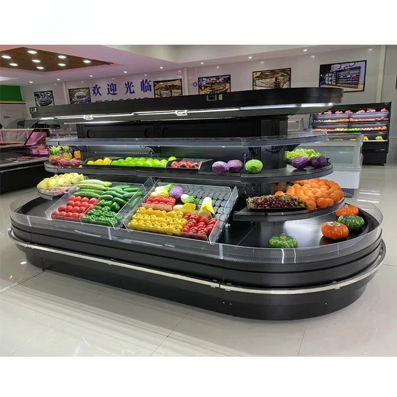 

Semi Multideck Display Refrigerated Cabinet Customized Vegetable Fruit Fridge Stainless Steel Movable Shelves Retail Use