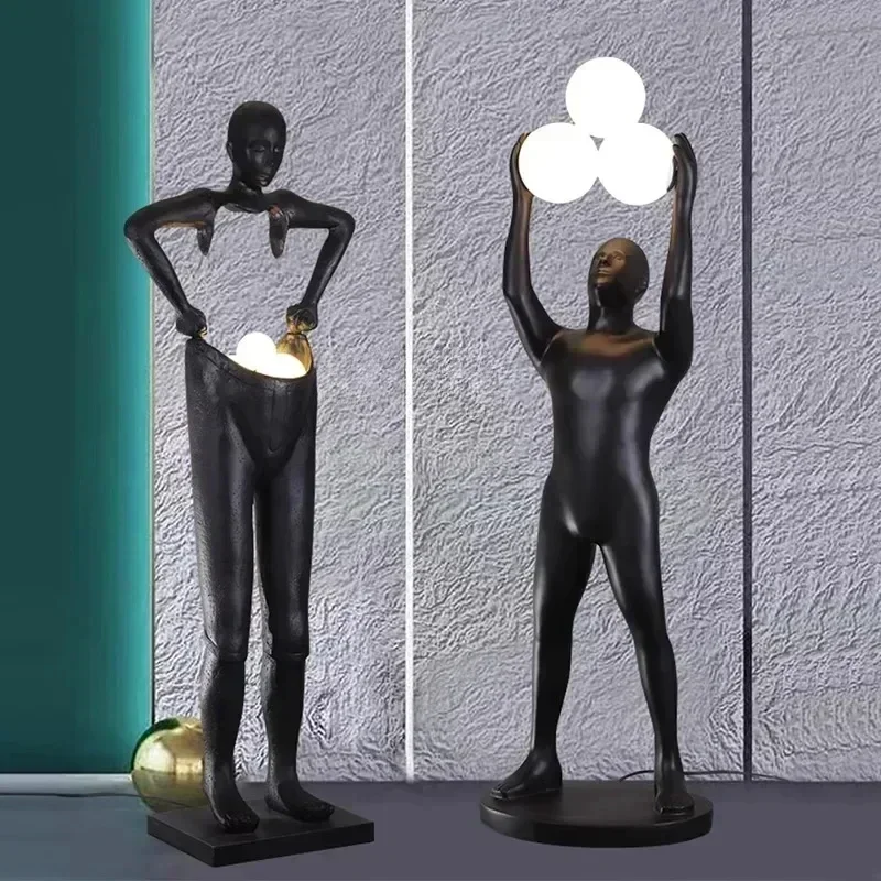 Figure installation Floor-to-ceiling large ornament Abstract pants sculpture Modern duplex building, hotel lobbyHY