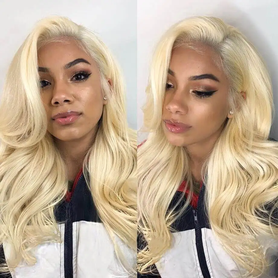 

613 Blonde 13*4 Lace Front Human Hair Wigs Brazilian Remy Body Wave 13x4 Lace Front Wig 150% Pre Plucked Baby Hair For Women