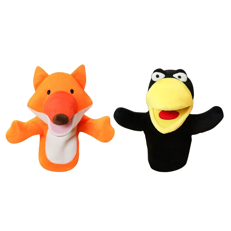 Marioneta mano Animal peluche, peluche interactivo, juguete cuervo para jugar, contar historias, simular