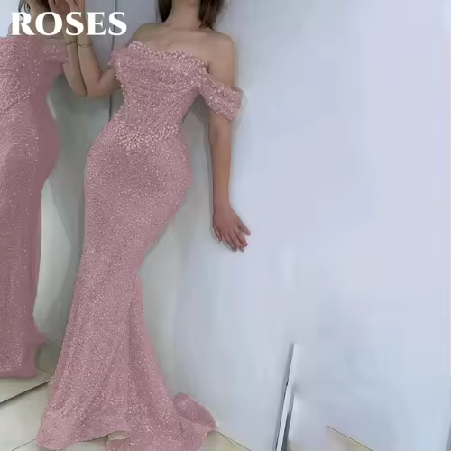 ROSES Pearl Gorgeous Prom Dress Sweetheart Off the Shoulder Hollow Prom Gown with Fishbone Shiny Sequins Formal Gown Customized - Image 10