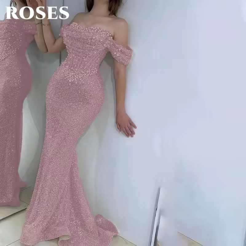 ROSES Pearl Gorgeous Prom Dress Sweetheart Off the Shoulder Hollow Prom Gown with Fishbone Shiny Sequins Formal Gown Customized - Image 10