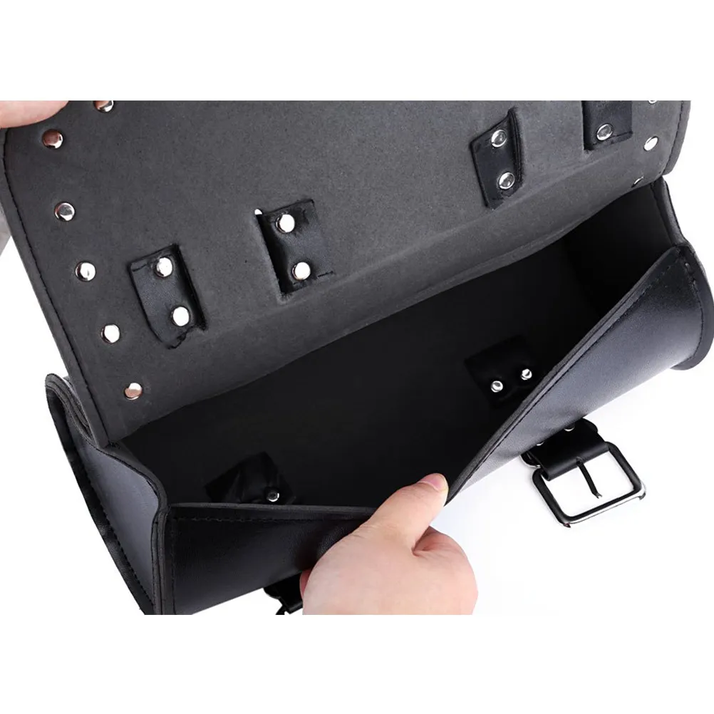 

Motorcycle Hanging Bag PU Black Waterproof Saddlebag Motorbike Storage Pouch Gadget Box Straps Motorbike Tool Organizer