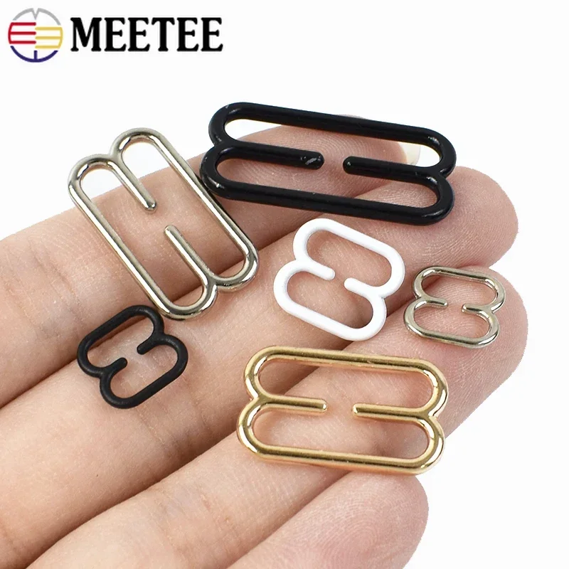 50Pcs Shoulder Strap Adjustment Metal Buckles 6-25mm Underwear Bra Dress Clamps Sling Bikini Fixed Hooks Accessories